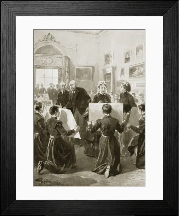 Framed Print : Bluecoat schoolboys showing their drawings to Queen Victoria, 3 April 1873 (1901)
