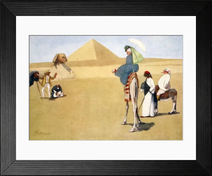 Framed Print : Posing at the Pyramids, 1908. Artist: Lance Thackeray Framed Print : Posing at the Pyramids, 1908. Artist: Lance Thackeray