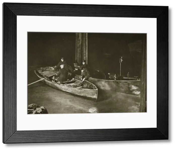 Framed Print : Thames Police on the night patrol, London, 20th century Framed Print : Thames Police on the night patrol, London, 20th century