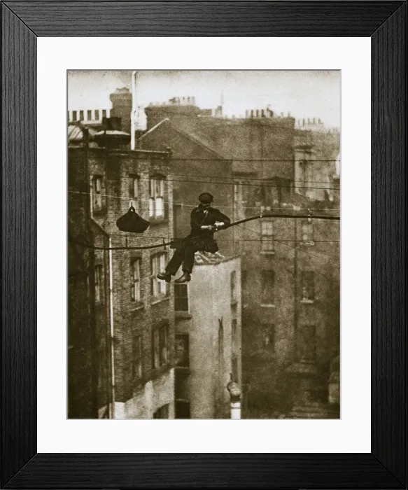 Framed Print : Inspecting a telephone cable between Conduit and Maddox Streets, 20th century. Artist Framed Print : Inspecting a telephone cable between Conduit and Maddox Streets, 20th century. Artist