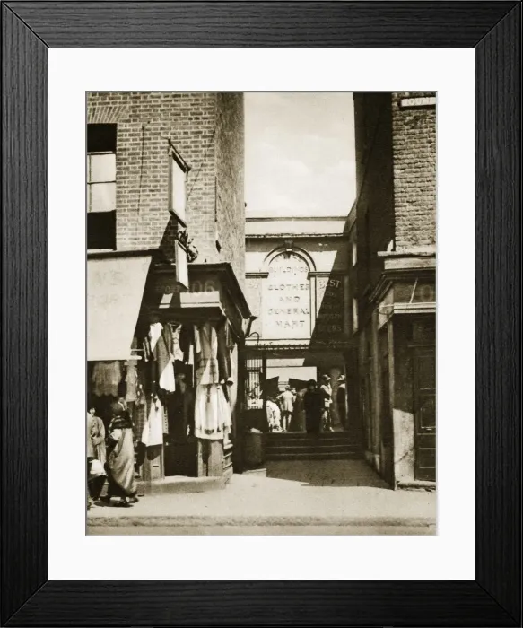 Framed Print : Houndsditch clothing market, London, 20th century Framed Print : Houndsditch clothing market, London, 20th century
