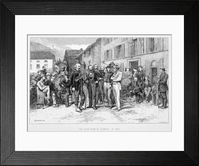 Framed Print : The Club Room of Zermatt in 1864, 19th century. Artist: James Mahoney Framed Print : The Club Room of Zermatt in 1864, 19th century. Artist: James Mahoney