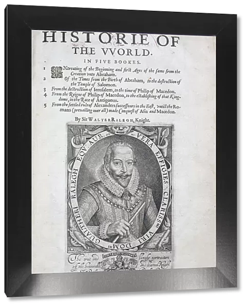 Title page from The Historie of the World by Sir Walter Raleigh, 17th century. Artist