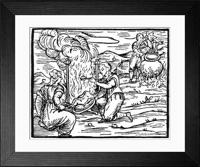 Framed Print : Witches roasting and boiling infants, 1608 (19th century) Framed Print : Witches roasting and boiling infants, 1608 (19th century)