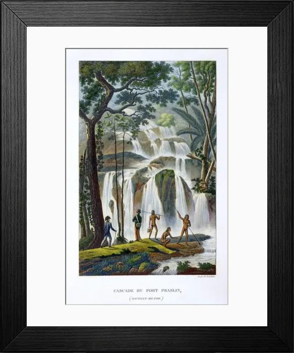 Framed Print : Waterfall of Port Praslin, New Ireland, 19th century Framed Print : Waterfall of Port Praslin, New Ireland, 19th century