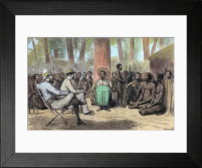 Framed Print : Liutenant Verney Lovett Camerons reception by Katende, 19th century Framed Print : Liutenant Verney Lovett Camerons reception by Katende, 19th century