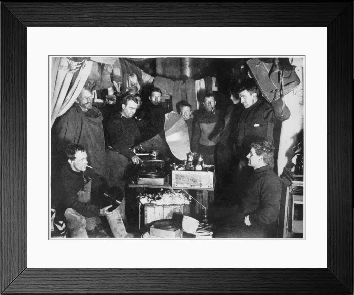 Framed Print : Music in the Hut, Scotts South Pole expedition, 1911. Artist: Herbert Ponting Framed Print : Music in the Hut, Scotts South Pole expedition, 1911. Artist: Herbert Ponting