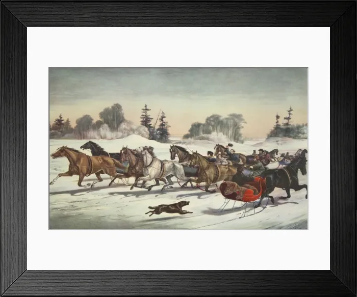 Framed Print : Trotting Cracks on The Snow, Currier & Ives (Colour Lithograph) Framed Print : Trotting Cracks on The Snow, Currier & Ives (Colour Lithograph)