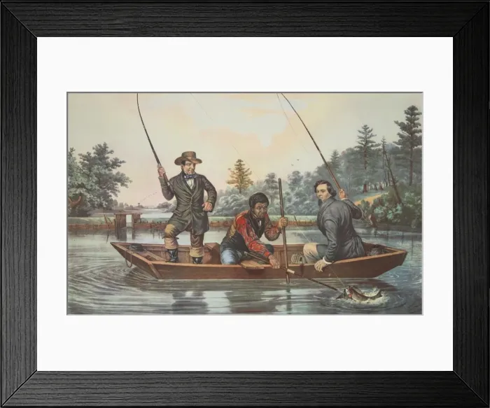 Framed Print : Catching A Trout, pub. 1854, Currier & Ives (Colour Lithograph) Framed Print : Catching A Trout, pub. 1854, Currier & Ives (Colour Lithograph)