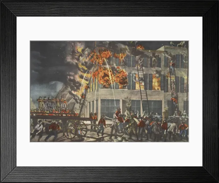 Framed Print : The Life of a Fireman - The Ruins, pub. 1854, Currier & Ives (Colour Lithograph) Framed Print : The Life of a Fireman - The Ruins, pub. 1854, Currier & Ives (Colour Lithograph)