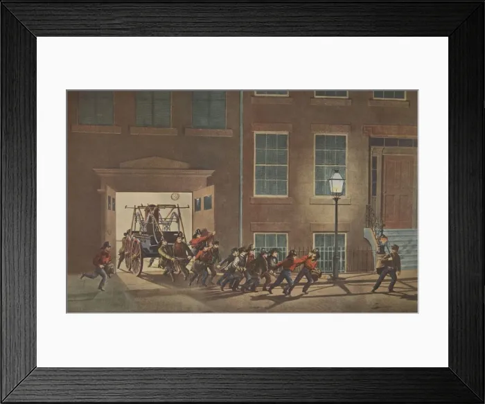 Framed Print : The Life of a Fireman - Night Alarm, pub. 1854, Currier & Ives (Colour Lithograph) Framed Print : The Life of a Fireman - Night Alarm, pub. 1854, Currier & Ives (Colour Lithograph)