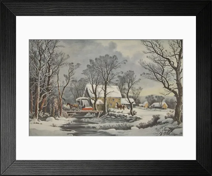 Framed Print : Winter In The Country - The Old Grist Mill, pub Framed Print : Winter In The Country - The Old Grist Mill, pub