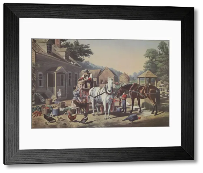 Framed Print : Preparing For Market, pub. 1856, Currier & Ives (Colour Lithograph) Framed Print : Preparing For Market, pub. 1856, Currier & Ives (Colour Lithograph)