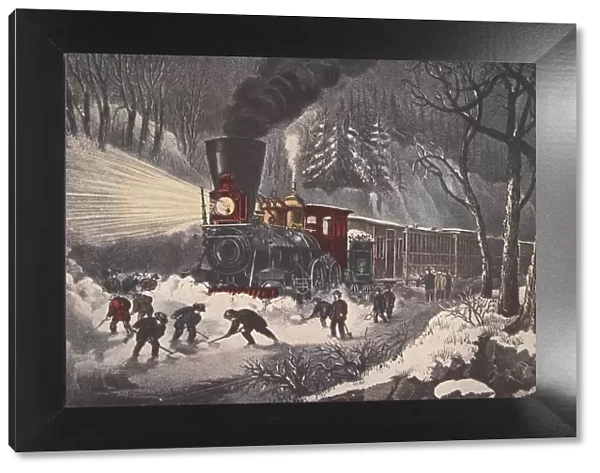 American Railroad Scene, Snow Bound, pub. 1871, Currier & Ives (Colour Lithograph)