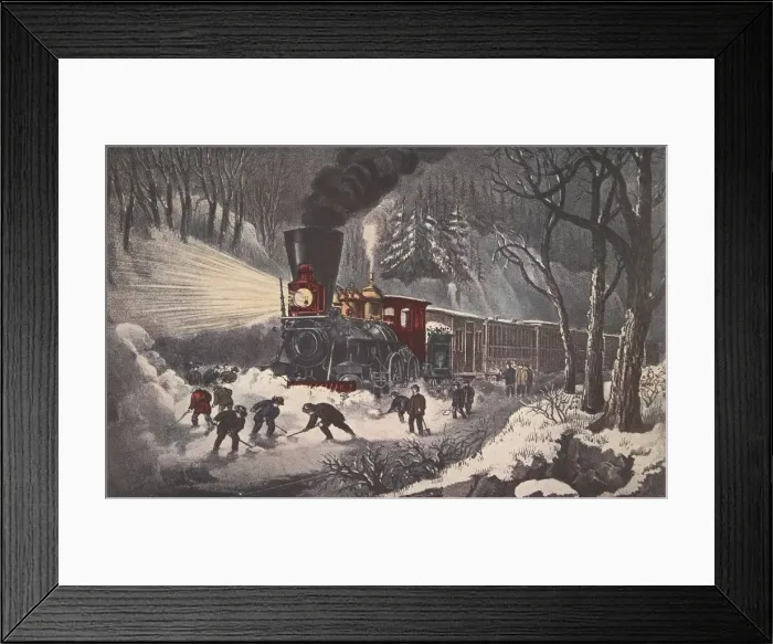Framed Print : American Railroad Scene, Snow Bound, pub. 1871, Currier & Ives (Colour Lithograph) Framed Print : American Railroad Scene, Snow Bound, pub. 1871, Currier & Ives (Colour Lithograph)
