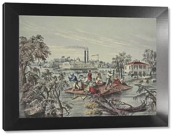High Water In The Mississippi, pub. 1868, Currier & Ives (Colour Lithograph)