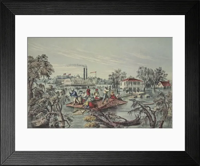 Framed Print : High Water In The Mississippi, pub. 1868, Currier & Ives (Colour Lithograph) Framed Print : High Water In The Mississippi, pub. 1868, Currier & Ives (Colour Lithograph)