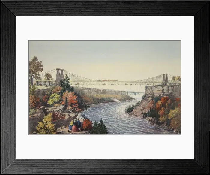 Framed Print : The Rail Road Suspension Bridge, Near Niagara Falls, 1856, Currier & Ives (Colour Framed Print : The Rail Road Suspension Bridge, Near Niagara Falls, 1856, Currier & Ives (Colour