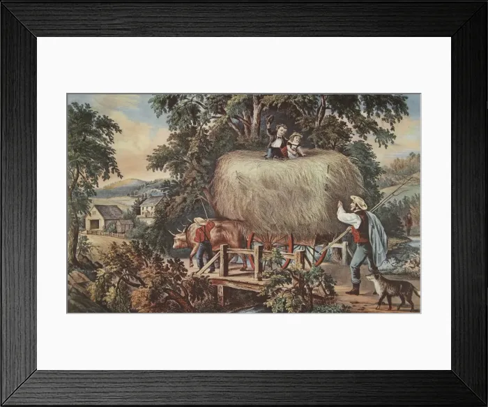 Framed Print : Haying-time-The Last Load, pub. 1868, Currier & Ives (Colour Lithograph) Framed Print : Haying-time-The Last Load, pub. 1868, Currier & Ives (Colour Lithograph)
