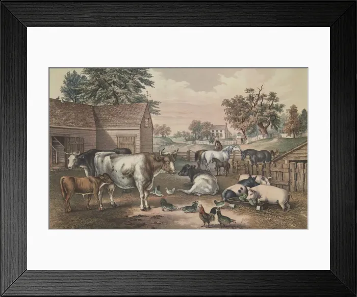 Framed Print : American Farm Yard - Evening, pub. 1857, Currier & Ives (Colour Lithograph) Framed Print : American Farm Yard - Evening, pub. 1857, Currier & Ives (Colour Lithograph)