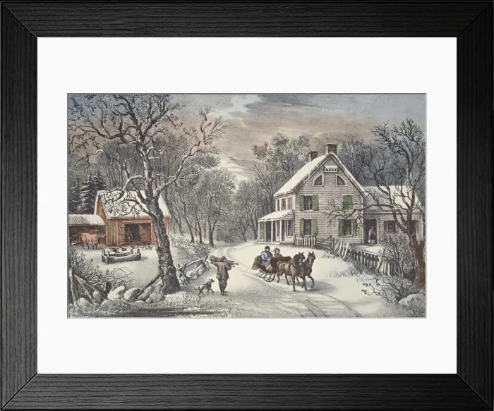 Framed Print : American Homestead - Winter, pub. 1868, Currier & Ives (Colour Lithograph) Framed Print : American Homestead - Winter, pub. 1868, Currier & Ives (Colour Lithograph)