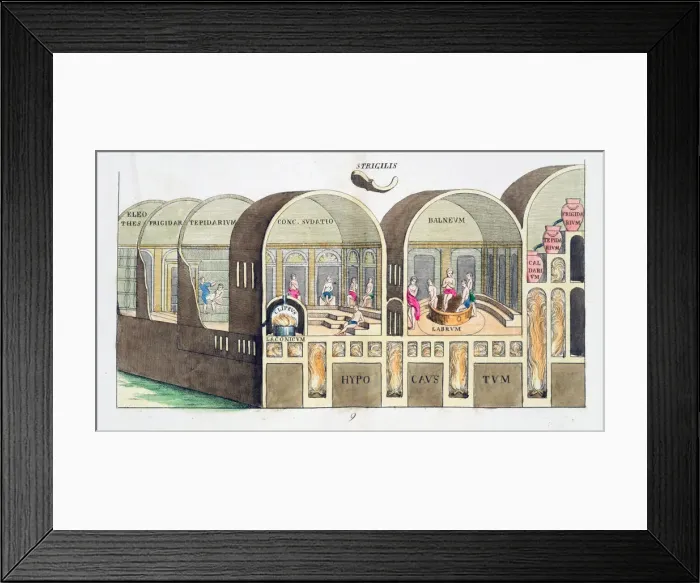 Framed Print : Cross section of a Roman baths, 19th century