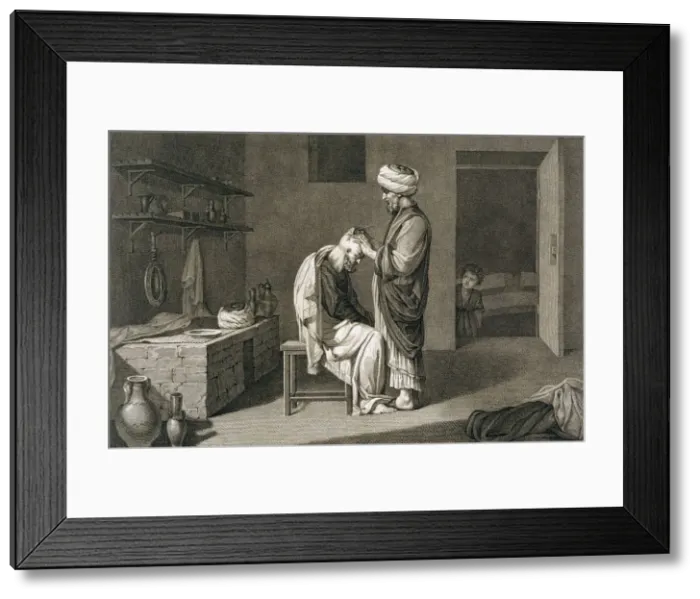 Framed Print : The Barber, 1822. Artist: Etienne Frederic Lignon Framed Print : The Barber, 1822. Artist: Etienne Frederic Lignon