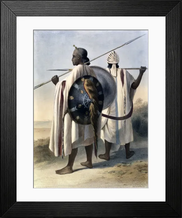 Framed Print : Abyssinian warriors, 1848. Artist: Eugene Leroux Framed Print : Abyssinian warriors, 1848. Artist: Eugene Leroux
