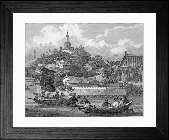 Framed Print : Detail of a view of the gardens of the Imperial Palace, Peking, China, 1796. Artist Framed Print : Detail of a view of the gardens of the Imperial Palace, Peking, China, 1796. Artist