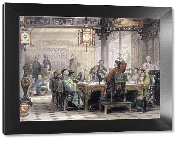 Dinner Party at a Mandarins House, China, 1843. Artist: G Patterson