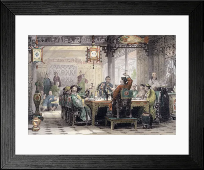 Framed Print : Dinner Party at a Mandarins House, China, 1843. Artist: G Patterson Framed Print : Dinner Party at a Mandarins House, China, 1843. Artist: G Patterson