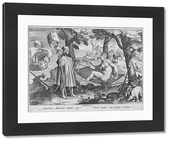 Columbus discovering America, 1492, (c1600). Artist: Theodoor Galle