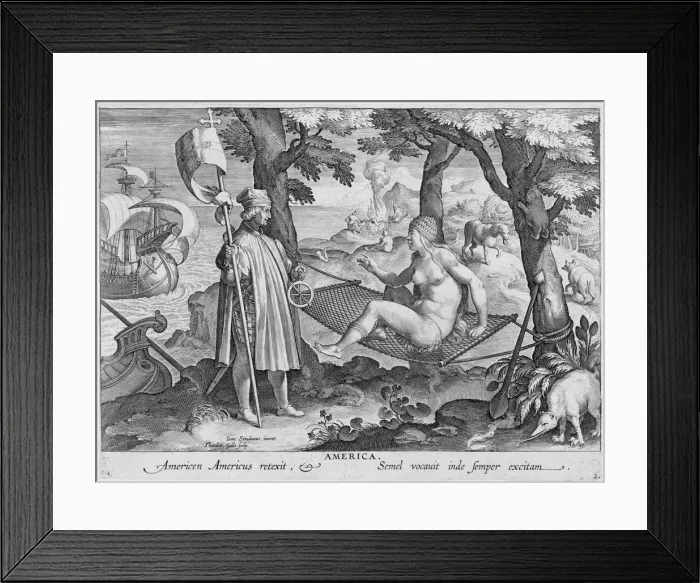 Framed Print : Columbus discovering America, 1492, (c1600). Artist: Theodoor Galle Framed Print : Columbus discovering America, 1492, (c1600). Artist: Theodoor Galle