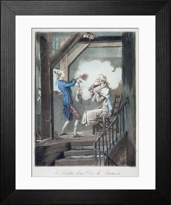 Framed Print : The Toilet of an Attorneys Clerk, c1778-1832. Artist: Philibert Louis Debucourt Framed Print : The Toilet of an Attorneys Clerk, c1778-1832. Artist: Philibert Louis Debucourt