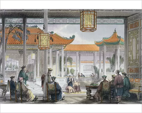 Jugglers Exhibiting in the Court of a Mandarins Palace, China, 1843. Artist