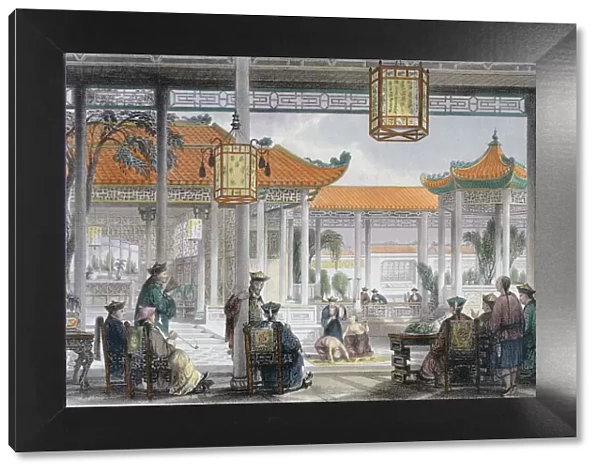 Jugglers Exhibiting in the Court of a Mandarins Palace, China, 1843. Artist