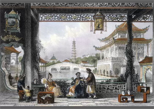 Pavilion and Gardens of a Mandarin near Peking, China, 1843. Artist: Thomas Allom