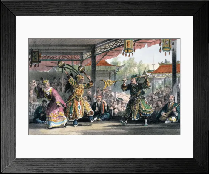 Framed Print : Scene from the Spectacle of The Sun and Moon, China, 1843. Artist: Thomas Allom Framed Print : Scene from the Spectacle of The Sun and Moon, China, 1843. Artist: Thomas Allom