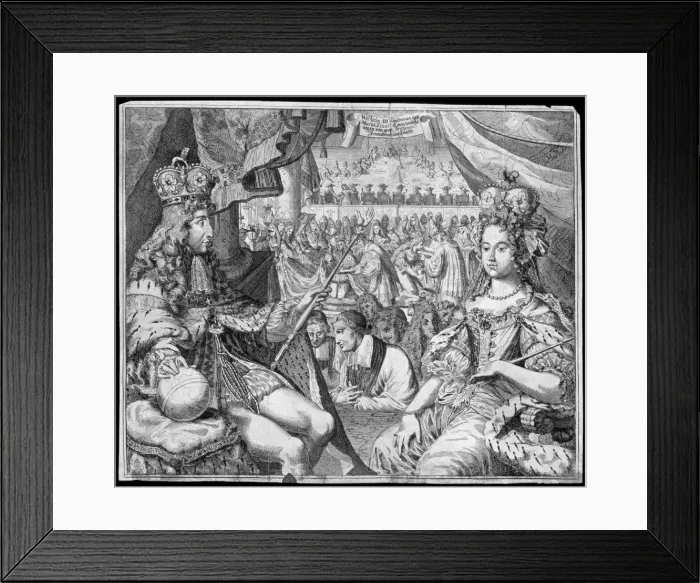 Framed Print : William III and Mary II, King and Queen of Great Britain and Ireland, c1689. Artist Framed Print : William III and Mary II, King and Queen of Great Britain and Ireland, c1689. Artist