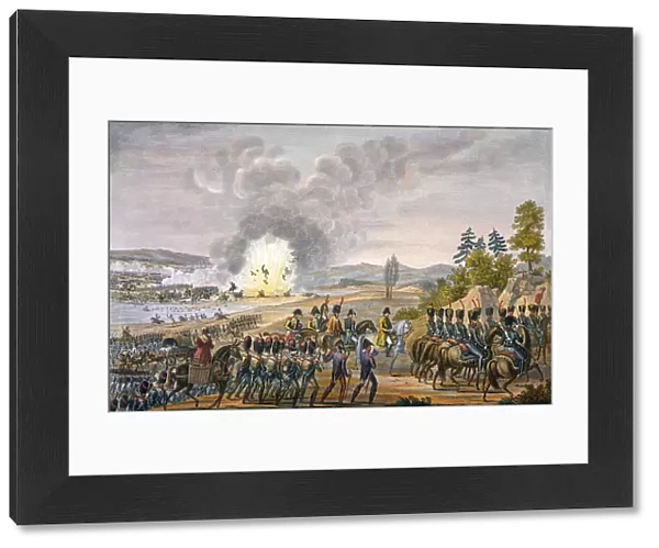 The French retreat after the Battle of Leipzig, Germany, 19th October 1813. Artist