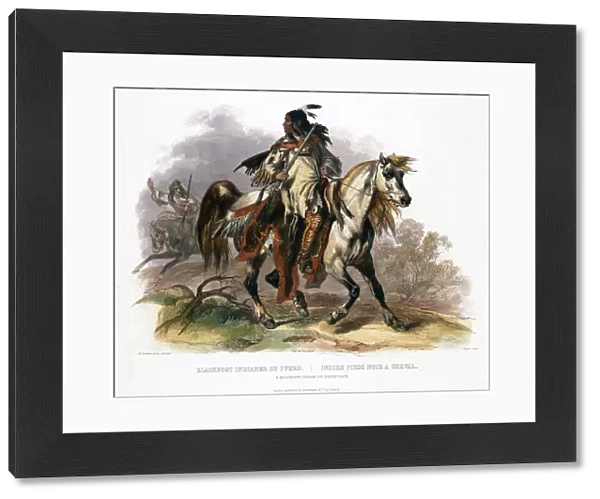 A Blackfoot Indian on horseback, 1843. Artist: Leopold Beyer