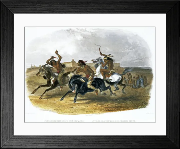Framed Print : Horse Racing of Sioux Indians near Fort Pierre, 1843. Artist: Du Casse and Doherty Framed Print : Horse Racing of Sioux Indians near Fort Pierre, 1843. Artist: Du Casse and Doherty