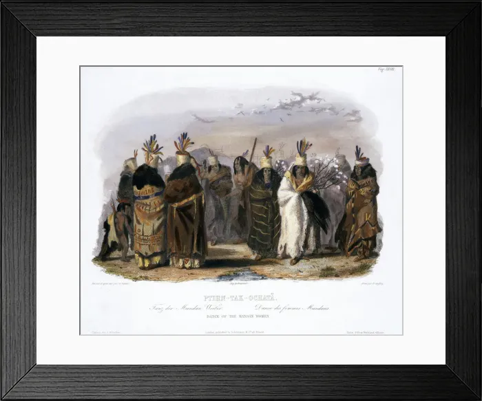 Framed Print : Ptihn-Tak-Ochata, Dance of the Mandan Women, 1843. Artist: Charles Geoffroy Framed Print : Ptihn-Tak-Ochata, Dance of the Mandan Women, 1843. Artist: Charles Geoffroy