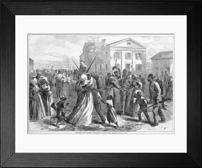 Framed Print : Mustered Out Colored volunteers at Little Rock, Arkansas, from Harpers Weekly, pub Framed Print : Mustered Out Colored volunteers at Little Rock, Arkansas, from Harpers Weekly, pub