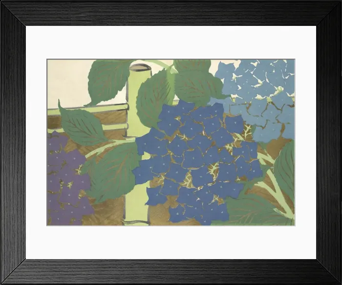 Framed Print : Ajisai, from Momoyo-gusa (The World of Things) Vol II, pub Framed Print : Ajisai, from Momoyo-gusa (The World of Things) Vol II, pub