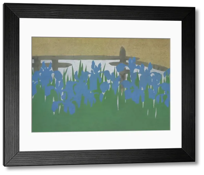 Framed Print : Yatsu-Hashi, from Momoyo-gusa (The World of Things) Vol I, pub Framed Print : Yatsu-Hashi, from Momoyo-gusa (The World of Things) Vol I, pub