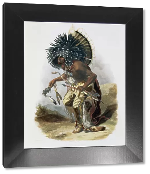 Pehriska-Ruhpa, Minatarre Warrior in the Costume of the Dog Dance, 1843. Artist