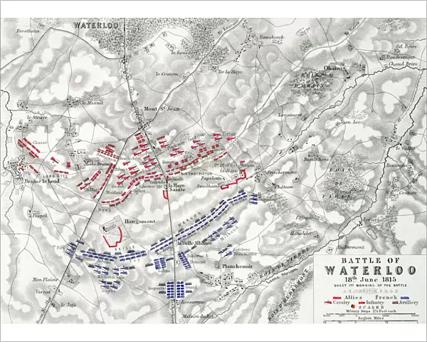 Map of the Battle of Waterloo, 18th June 1815 (19th century)