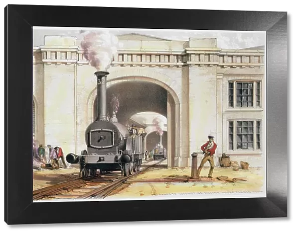 Entrance to the locomotive engine house, Camden Town, London, 1839