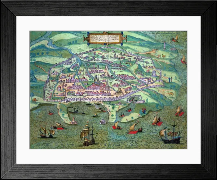 Framed Print : Map of Alexandria, Egypt, c1572. Artist: Joris Hoefnagel Framed Print : Map of Alexandria, Egypt, c1572. Artist: Joris Hoefnagel